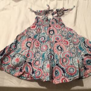 Tea boho sundress worn once boho batik pattern twirl style turquoise pink euc